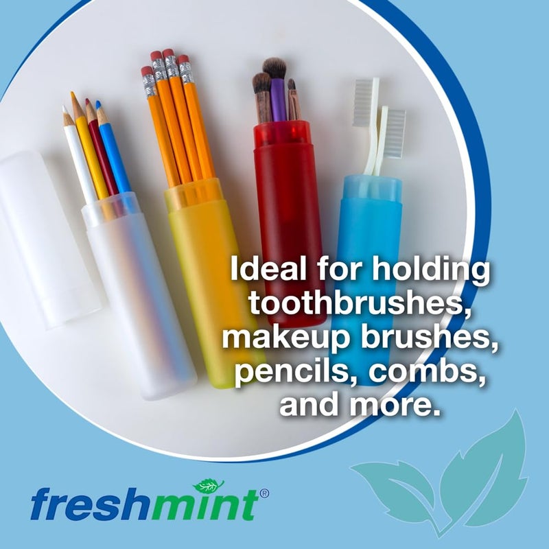 Freshmint (Pack of 100) Freshmint Toothbrush 2 Piece Holder Individually Wrapped Variety of Colors (Yellow, Blue, Clear, Red) - Image 2